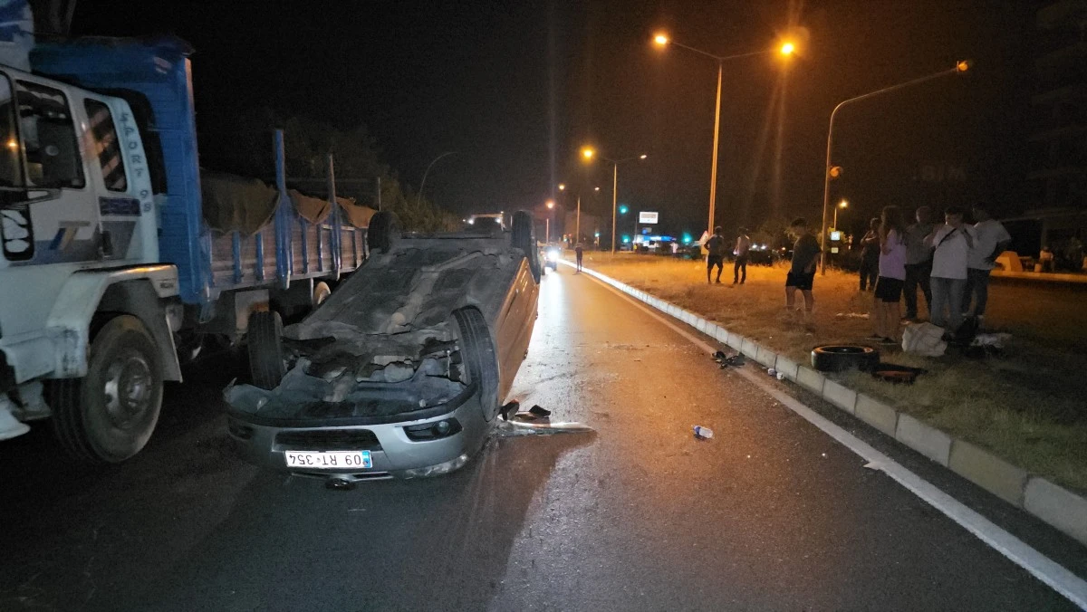 Kamyonun çarptığı otomobil ok gibi fırladı