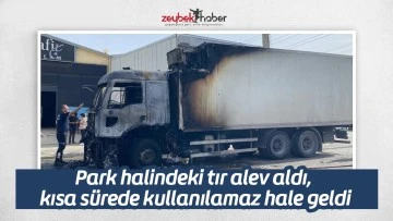 Park halindeki tır alev aldı, kısa sürede kullanılamaz hale geldi