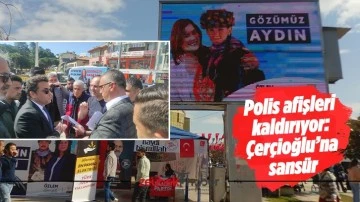 CHP'li Çerçioğlu’nun afişleri kaldırılıyor.